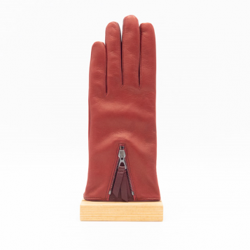 gants fermeture éclair rouge